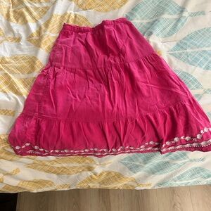 Gymboree Fuchsia A-Line Skirt with Floral Trim